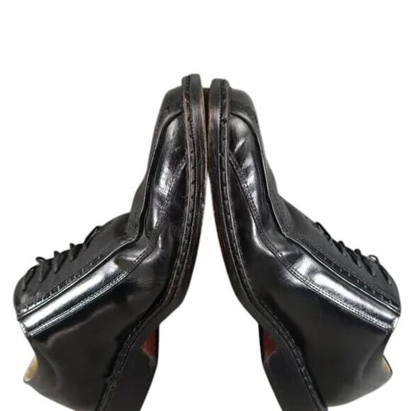 Stacy Adams Shoes Mens 7.5 Oxford Square Bicycle Toe Leather Retro Classic Black - Picture 13 of 16